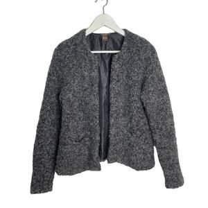 J McLaughlin Size XS Gray Curly Wool-Alpaca Italian Yarn Open Front Short Jacket